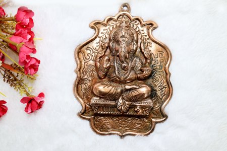 Kamalasana Ganesha sitting Wall Hanging : Finely engraved wall hanging of lord ganesha which will look fantastic on your wall