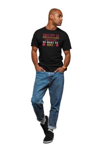 Ability Is Limitless, Do More, Be More, (BG Red and Orange), Round Neck Gym Tshirt (White Tshirt) - Clothes for Gym Lovers - Suitable for Gym Going Person - Foremost Gifting Material for Your Friends and Close Ones