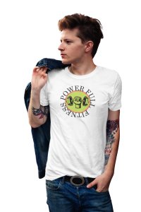 Fitness Power Full, (BG Green), Round Neck Gym Tshirt (White Tshirt) - Clothes for Gym Lovers - Suitable for Gym Going Person - Foremost Gifting Material for Your Friends and Close Ones