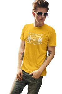 Fitness, Exercise Saved My Life, Round Neck Gym Tshirt (Yellow Tshirt) - Foremost Gifting Material for Your Friends and Close Ones