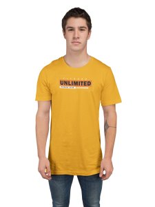 Unlimited, (BG Orange), Power Gym, 1 Dash, Round Neck Gym Tshirt (Yellow Tshirt) - Foremost Gifting Material for Your Friends and Close Ones
