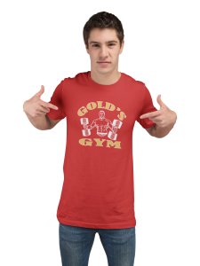 Gold's Gym, Round Neck Gym Tshirt (Red Tshirt) - Clothes for Gym Lovers - Foremost Gifting Material for Your Friends and Close Ones