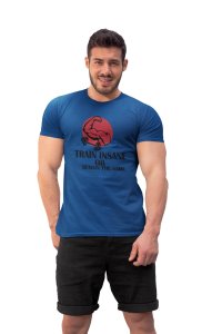 Train Insane or Remain The Same Round Neck Gym Tshirt (Blue Tshirt) - Clothes for Gym Lovers - Suitable for Gym Going Person - Foremost Gifting Material for Your Friends and Close Ones
