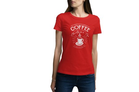 Coffee clarity in a cup - Red - printed t shirt - comfortable round neck cotton.