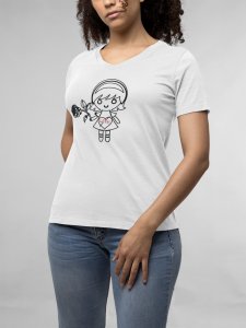 Rose Girl - Line Art for Female - Half Sleeves T-shirt
