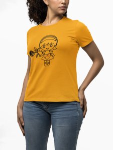 Rose Girl - Line Art for Female - Half Sleeves T-shirt