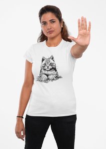 Cat Eyes - Line Art for Female - Half Sleeves T-shirt