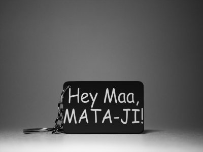 Hey maa, Mata-ji ! - Black -Designable Dialogues Keychain(Combo Set Of 2)