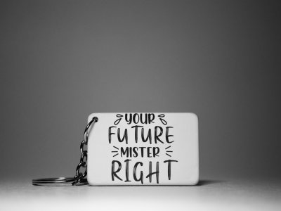 Your Future Miss And Mister Right-Couple Keychain-White -Valentine's Special Keychains(Pack Of 2)