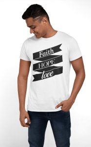 Faith hope love - White - printed T-shirts - Men's stylish clothing - Cool tees for boys