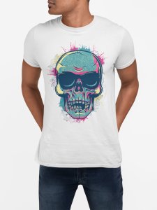 Skull - colourfull - White - printed T-shirts - Men's stylish clothing - Cool tees for boys