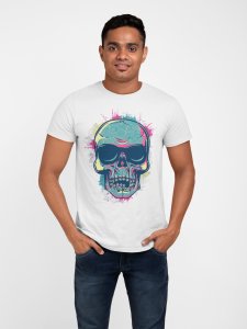 Skull - colourfull - White - printed T-shirts - Men's stylish clothing - Cool tees for boys