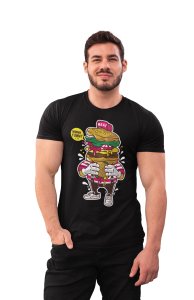 Hungry Burger -round crew neck cotton tshirts for men
