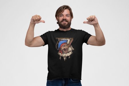 Pirate's skull (blue hat) -round crew neck cotton tshirts for men