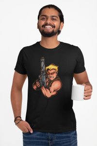Gun man Illustration art -round crew neck cotton tshirts for men