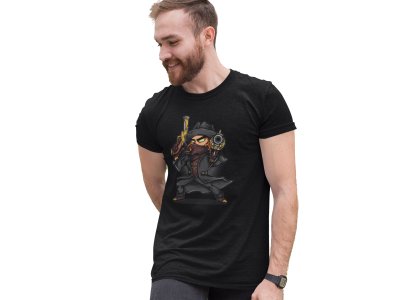 Man with guns -round crew neck cotton tshirts for men