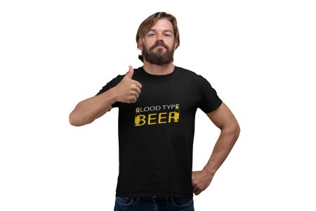 Blood type beer -round crew neck cotton tshirts for men