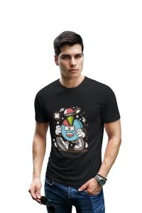 Walking pie digram -round crew neck cotton tshirts for men
