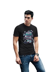 Radio tape -round crew neck cotton tshirts for men