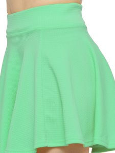 N-Gal Women's Polyester Lycra High Waist Flared Knit Skater Short Mini Skirt _SeaGreen