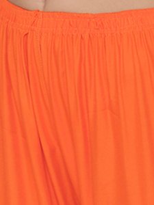 N-Gal Rayon Women's Wide Leg Elastic Waist Band Breathable Plain Palazzo Pant_Orange