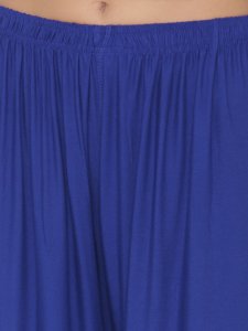 N-Gal Rayon Women's Wide Leg Elastic Waist Band Breathable Plain Palazzo Pant_RoyalBlue