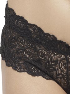 N-Gal Women's Cheeky Lace Mid Waist Floral Underwear Lingerie Brief Panty _Black
