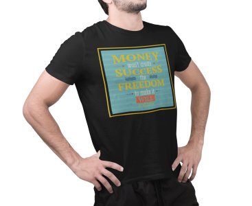 Money success freedom - Black - printed T-shirts - Men's stylish clothing - Cool tees for boys