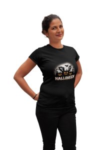 Halloween, Scary Pumpkins- Printed Tees for Women's -designed for Halloween