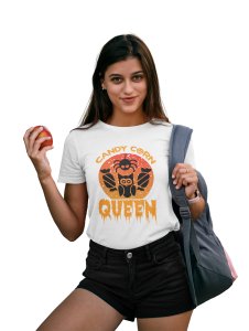 Candy corn, spider and owl, Printed Tees for Women's -designed for Halloween