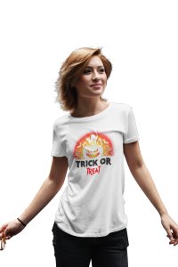 Trick or treat - Printed Tees for Women's -designed for Halloween