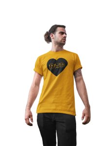 Dad -printed family themed cotton blended half-sleeve t-shirts made for men (yellow)