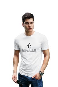 Bipolar -printed family themed cotton blended half-sleeve t-shirts made for men (white)
