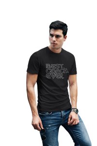 Best coach -printed family themed cotton blended half-sleeve t-shirts made for men (black)