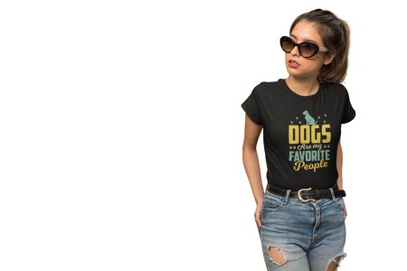 Dogs are favorite people - printed stylish Black cotton tshirt