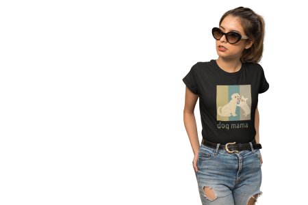 Dog mama -Black- printed cotton t-shirt - comfortable, stylish