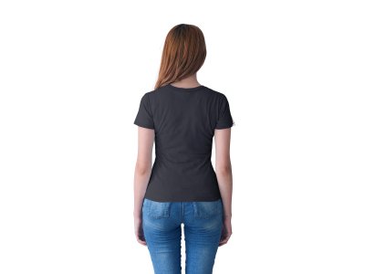Guitar and violin- Black - Women's - printed T-shirt - comfortable round neck Cotton