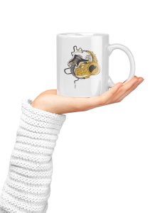 Electric Guitar- music themed printed ceramic white coffee and tea mugs/ cups for music lovers