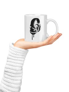 Headphone base- music themed printed ceramic white coffee and tea mugs/ cups for music lovers
