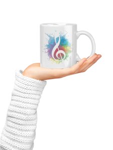 Musical Background  instrument- music themed printed ceramic white coffee and tea mugs/ cups for music lovers