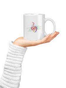 Musical  instrument (BG Blue ) - music themed printed ceramic white coffee and tea mugs/ cups for music lovers