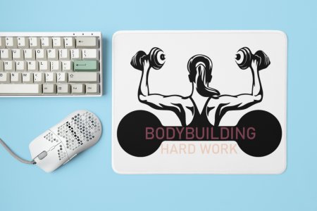 Bodybuilding Hardwork, A Girl Lifts Dumble, Bodybuilding (Cherry, Peech) - Printed Mousepads For Gym Lovers