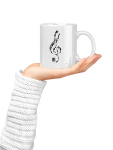 Musical note- music themed printed ceramic white coffee and tea mugs/ cups for music lovers