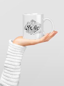 Music - music themed printed ceramic white coffee and tea mugs/ cups for music lovers