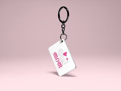 Best Mom Text With pink heart- Printed Keychain