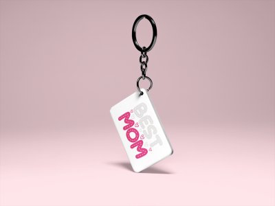 Best Mom pink and white Text - Printed Keychain