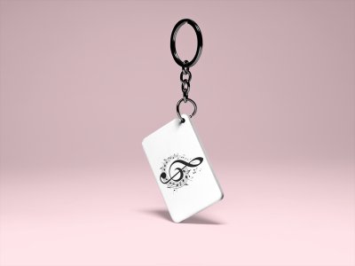 Treble clef -White -Designable Musicllnstrument Keychain ( Combo Set Of 2)