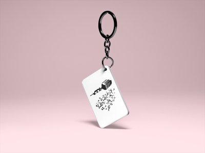 Microphone And Music Notes -White -Designable Musicllnstrument Keychain ( Combo Set Of 2)