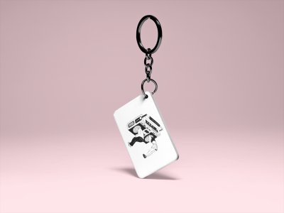 People Stuck In Radio-White -Designable Musicllnstrument Keychain ( Combo Set Of 2)