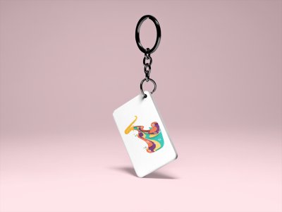 Saxophone Music Notes-White -Designable Musicllnstrument Keychain ( Combo Set Of 2)